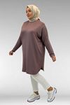 38111 Büyük Beden Basic Penye Tunik - Vizon