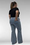 9137-22 Büyük Beden İspanyol Paça Kot Pantolon - Kar Yıkama Buz Mavi