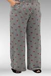 67802 Büyük Beden Yanı Yırtmaçlı Milan Pijama Takımı - Kırmızı Kurdele Desenli