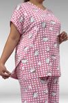 67802 Büyük Beden Yanı Yırtmaçlı Milan Pijama Takımı - Kedi Desenli