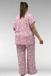 67802 Büyük Beden Yanı Yırtmaçlı Milan Pijama Takımı - Kedi Desenli