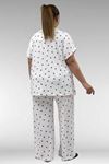 67802 Büyük Beden Yanı Yırtmaçlı Milan Pijama Takımı - Kırmızı Kalp Desenli
