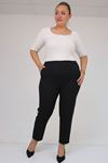 29020 Büyük Beden Beli Lastikli Boru Paça Pantolon - Siyah