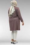 38501 Büyük Beden Basic Penye Tunik - Vizon