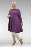 28016 Büyük Beden Mevlana Penye Tunik - Mürdüm