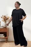 67809 Büyük Beden Üstü Desenli Kombinli Milan-Modal Pijama Takımı - Kiraz Desenli