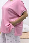 67808 Büyük Beden Kombinli Modal -Milan Pijama Takımı - Antrasit Kurdele Desenli