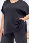 67808 Büyük Beden Kombinli Modal -Milan Pijama Takımı - Kiraz Desenli
