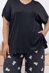 67808 Büyük Beden Kombinli Modal -Milan Pijama Takımı - Ayıcık Desenli