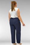 D-29021 Büyük Beden Beli Düğmeli Double Pantolon - Lacivert