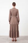 26Y7466 - VİZON - BELİ SEYYAR KUŞAKLI YAZ ELBİSE
