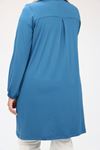 38014 Büyük Beden  Basic Penye Tunik - İndigo