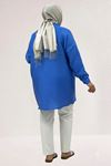 68069 Büyük Beden Büzgü Detaylı Double Tensel Tunik - İndigo