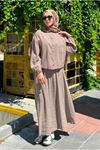 26Y7586 - BEJ - DENİZ KABUĞU ETEKLİ TAKIM