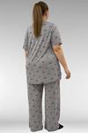 67801 Büyük Beden Kısakol Desenli  Pijama Takımı - Kırmızı Kurdele Desenli