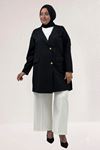 63015-1 Büyük Beden Mostralı Blazer Ceket - Siyah