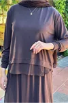 26Y6686 - KAHVE - TÜL DETAY BAMBU ETEKLİ TAKIM