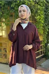 26Y6502 - BORDO -  İPEK MODAL OVERSİZE GÖMLEK