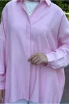 26Y6502 - PEMBE -  İPEK MODAL OVERSİZE GÖMLEK 