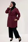 63018 Büyük Beden Bağlamalı Nora Ceket - Bordo