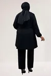 63018 Büyük Beden Bağlamalı Nora Ceket - Siyah