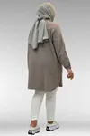 58091 Büyük Beden Kolları Lastikli Müslin Gömlek - Vizon