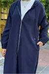 26Y7264 - LACİVERT - KAPİŞONLU FERMUARLI KAP