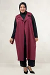 64001 Büyük Beden Mostralı Nora Yelek - Bordo