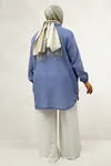 68068 Büyük Beden Kolları Lastikli Pitikare Gömlek - Pitikare Saks