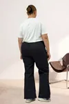 5041 Beli Bağcıklı İspanyol Paça Pantolon - Siyah