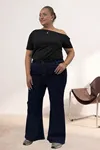 5061 Dikiş Detaylı Kot Pantolon - Lacivert