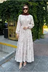26Y7456 - BEJ - PASTEL YAZ ELBİSE