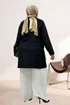 63016 Büyük Beden Mostralı Blazer Double Tensel Ceket - Siyah