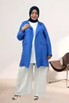 63016 Büyük Beden Mostralı Blazer Double Tensel Ceket - İndigo
