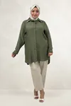 68089 Büyük Beden İnci Dikmeli Double Liyosell Tunik - Nefti