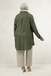 68089 Büyük Beden İnci Dikmeli Double Liyosell Tunik - Nefti