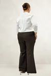 29031 Büyük Beden İspanyol Paça Pantolon - Kahve