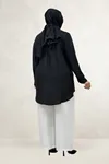 68089 Büyük Beden İnci Dikmeli Double Liyosell Tunik - Siyah
