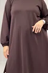 68080 Büyük Beden Basic Modal Tunik - Kahve
