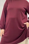 68080 Büyük Beden Basic Modal Tunik - Bordo