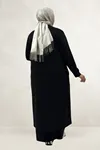 63022 Büyük Beden Modal Uzun Ceket - Siyah