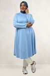 68090 Büyük Beden Modal Mevlana Tunik  - Bebe Mavi