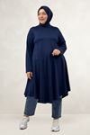 68090 Büyük Beden Modal Mevlana Tunik  - Lacivert