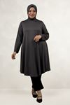 68090 Büyük Beden Modal Mevlana Tunik  - Antrasit