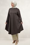 68090 Büyük Beden Modal Mevlana Tunik  - Kahve