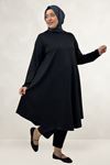 68090 Büyük Beden Modal Mevlana Tunik - Siyah