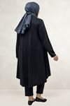68090 Büyük Beden Modal Mevlana Tunik - Siyah