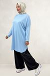 68091 Büyük Beden Basic Modal Tunik - Bebe Mavi