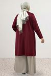 68086 Büyük Beden Eteği Oval Kesim Modal Tunik - Bordo
