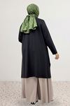 68086 Büyük Beden Eteği Oval Kesim Modal Tunik - Siyah